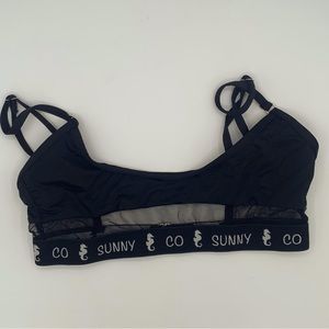 Sunny Co. bikini - top only - black with mesh sections - swimsuit